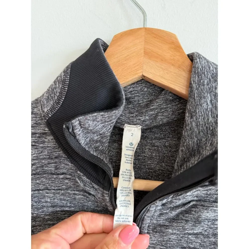 Lululemon Run Your Heart Out 1/2 Zip Colorblock Pullover Sweatshirt Gray 2